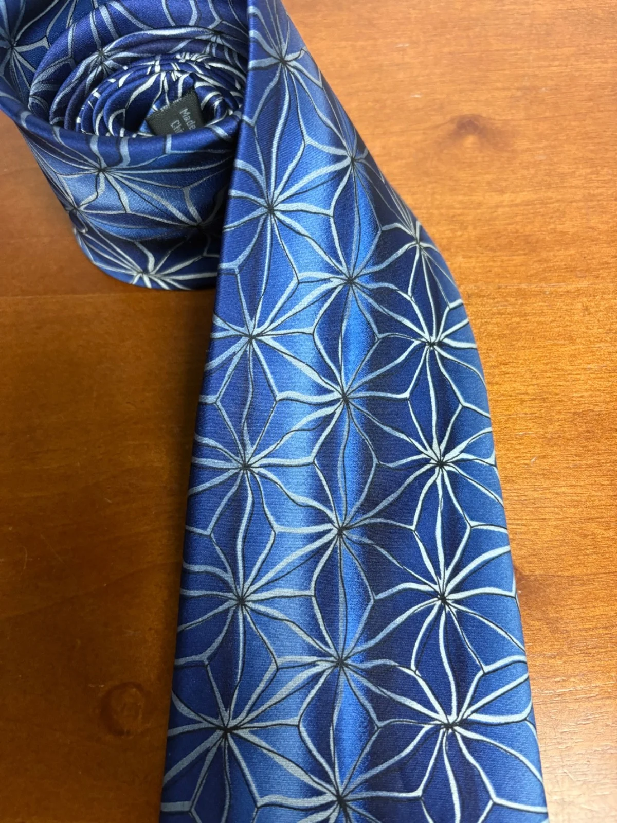 J. Garcia Silk Tie "Aztec Objects" Collection Fifty-Four Blue Geometric 58" – photo 2