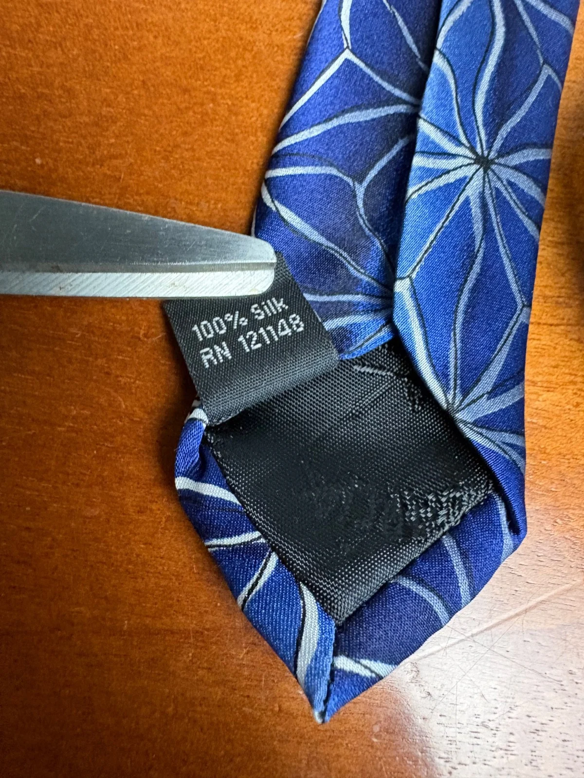 J. Garcia Silk Tie "Aztec Objects" Collection Fifty-Four Blue Geometric 58" – photo 3
