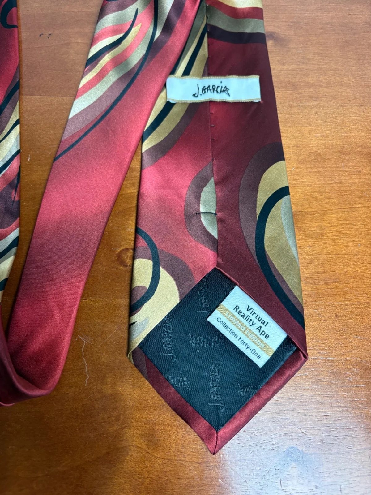 Jerry Garcia Virtual Reality Ape Silk Neck Tie Abstract Swirl Red Gold 2005 – photo 5