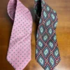 Lot of 2 Bill Blass Vintage Men's Ties Pink Geometric & Silk Red Blue Paisley