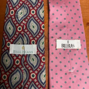 Lot of 2 Bill Blass Vintage Men's Ties Pink Geometric & Silk Red Blue Paisley – photo 10