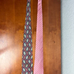Lot of 2 Bill Blass Vintage Men's Ties Pink Geometric & Silk Red Blue Paisley – photo 4