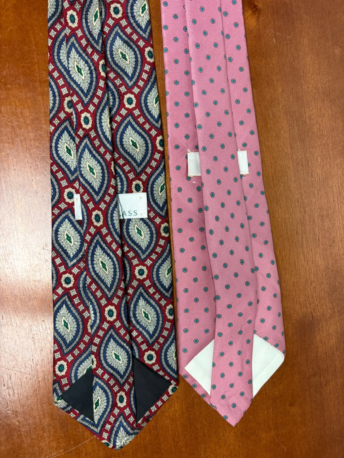 Lot of 2 Bill Blass Vintage Men's Ties Pink Geometric & Silk Red Blue Paisley – photo 7
