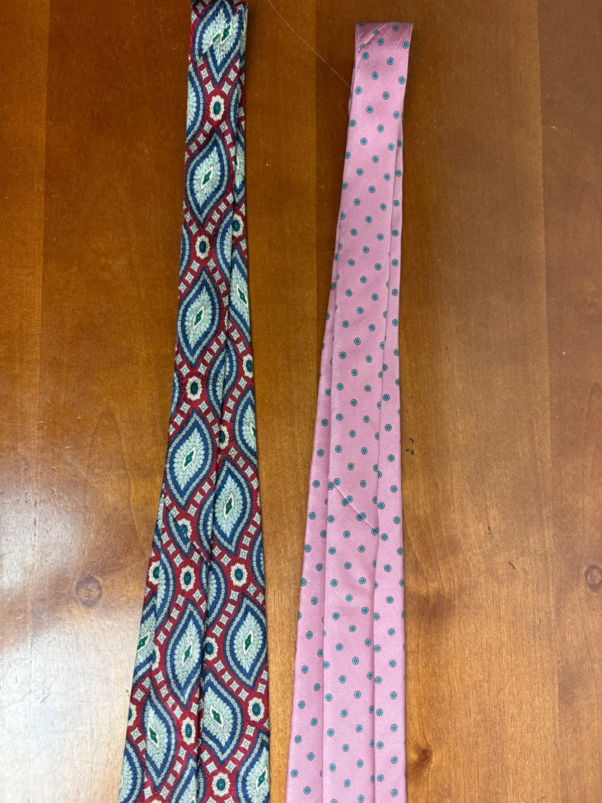 Lot of 2 Bill Blass Vintage Men's Ties Pink Geometric & Silk Red Blue Paisley – photo 8