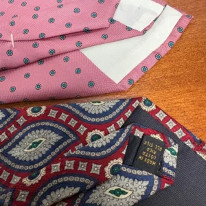 Lot of 2 Bill Blass Vintage Men's Ties Pink Geometric & Silk Red Blue Paisley – photo 9