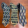 Lot of 3 Zoni Inc. Men's Silk Ties Geometric Chevron Harlequin Retro Prints