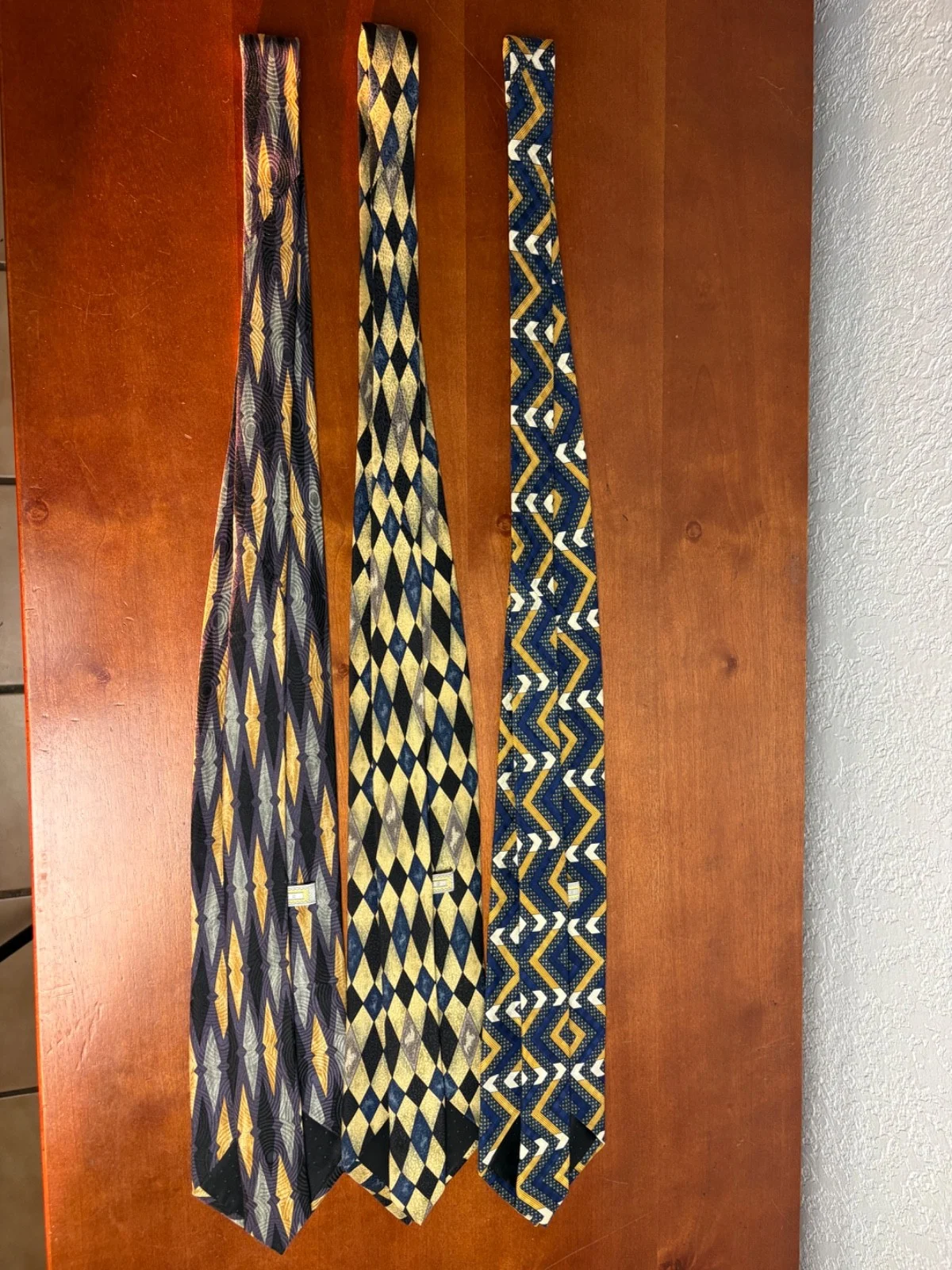 Lot of 3 Zoni Inc. Men's Silk Ties Geometric Chevron Harlequin Retro Prints – photo 10