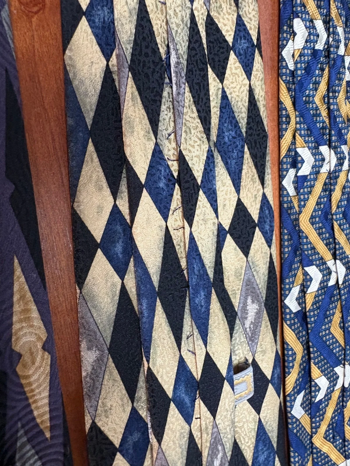Lot of 3 Zoni Inc. Men's Silk Ties Geometric Chevron Harlequin Retro Prints – photo 12