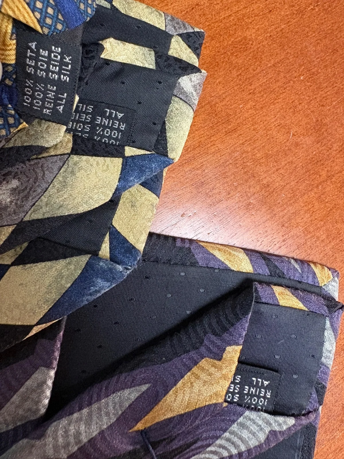 Lot of 3 Zoni Inc. Men's Silk Ties Geometric Chevron Harlequin Retro Prints – photo 13
