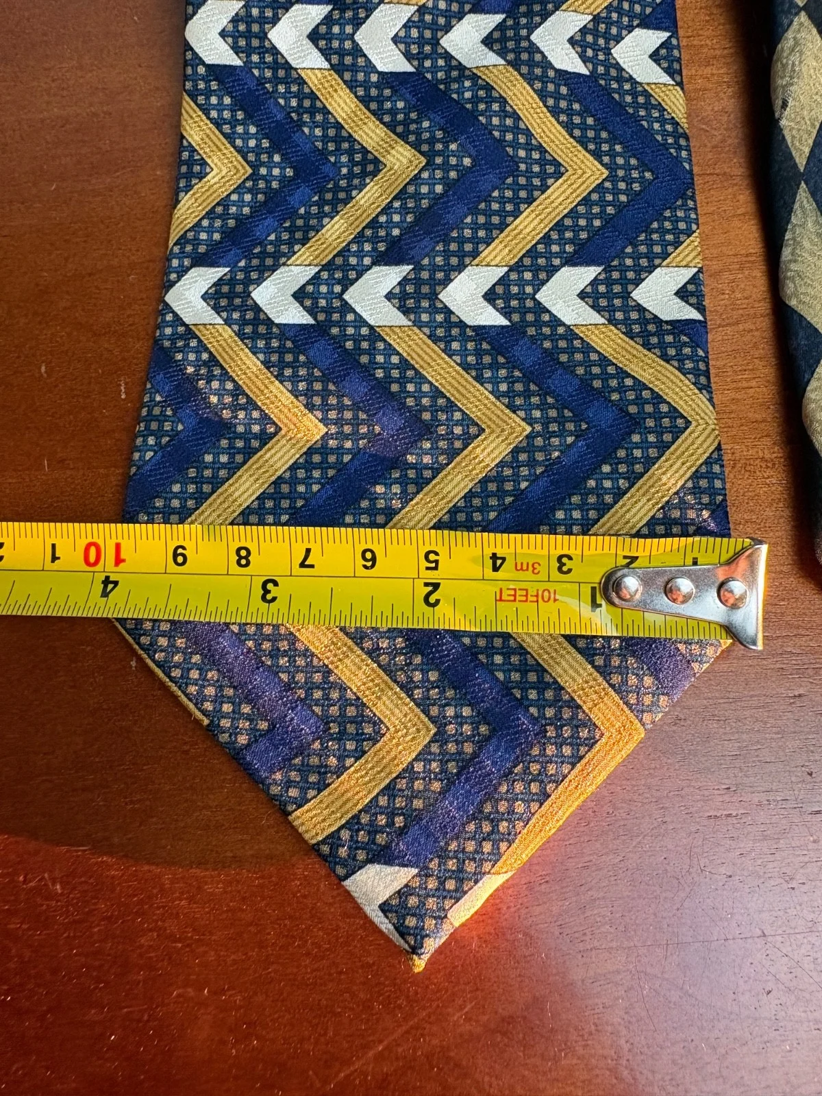 Lot of 3 Zoni Inc. Men's Silk Ties Geometric Chevron Harlequin Retro Prints – photo 2