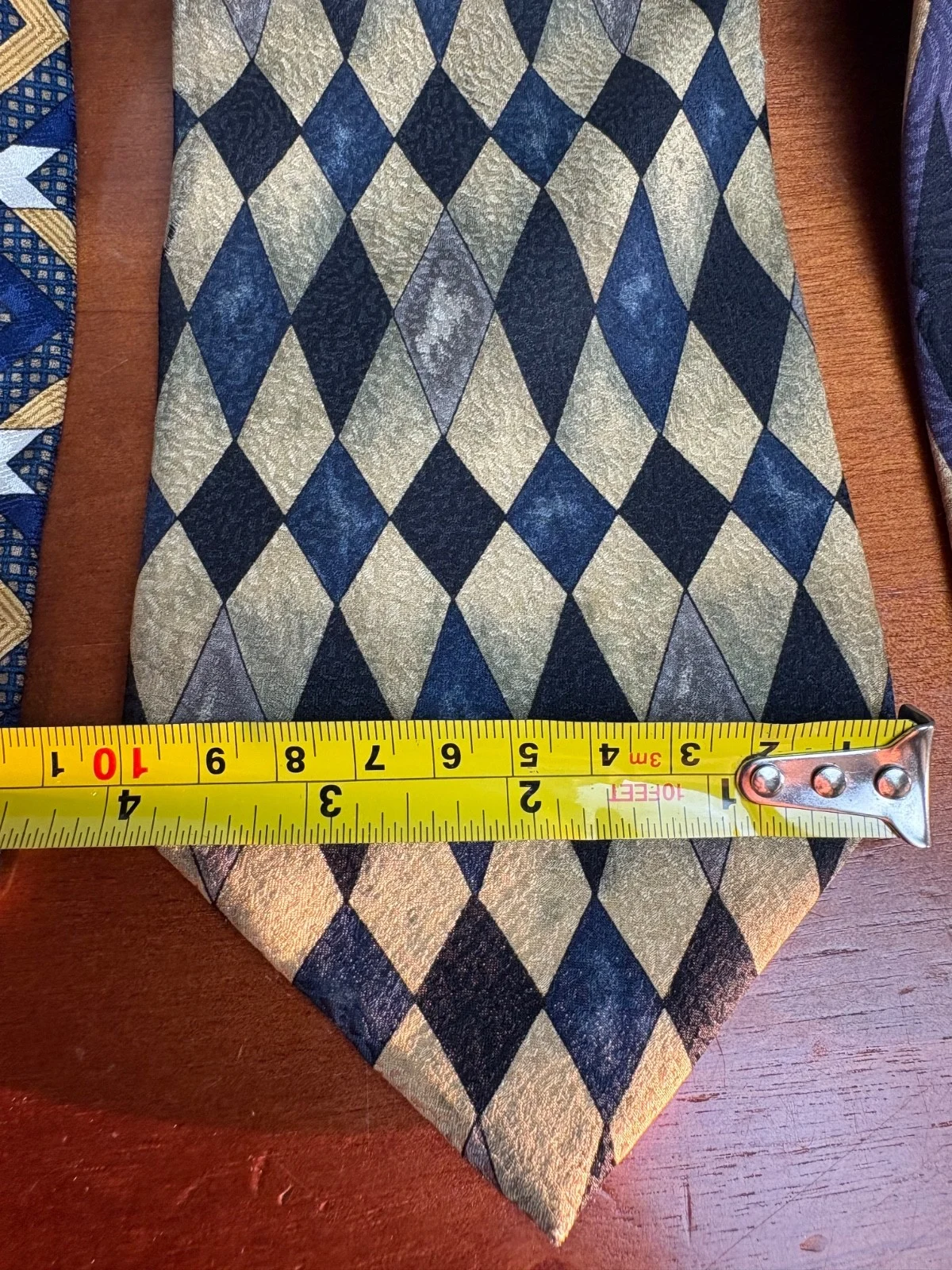 Lot of 3 Zoni Inc. Men's Silk Ties Geometric Chevron Harlequin Retro Prints – photo 3