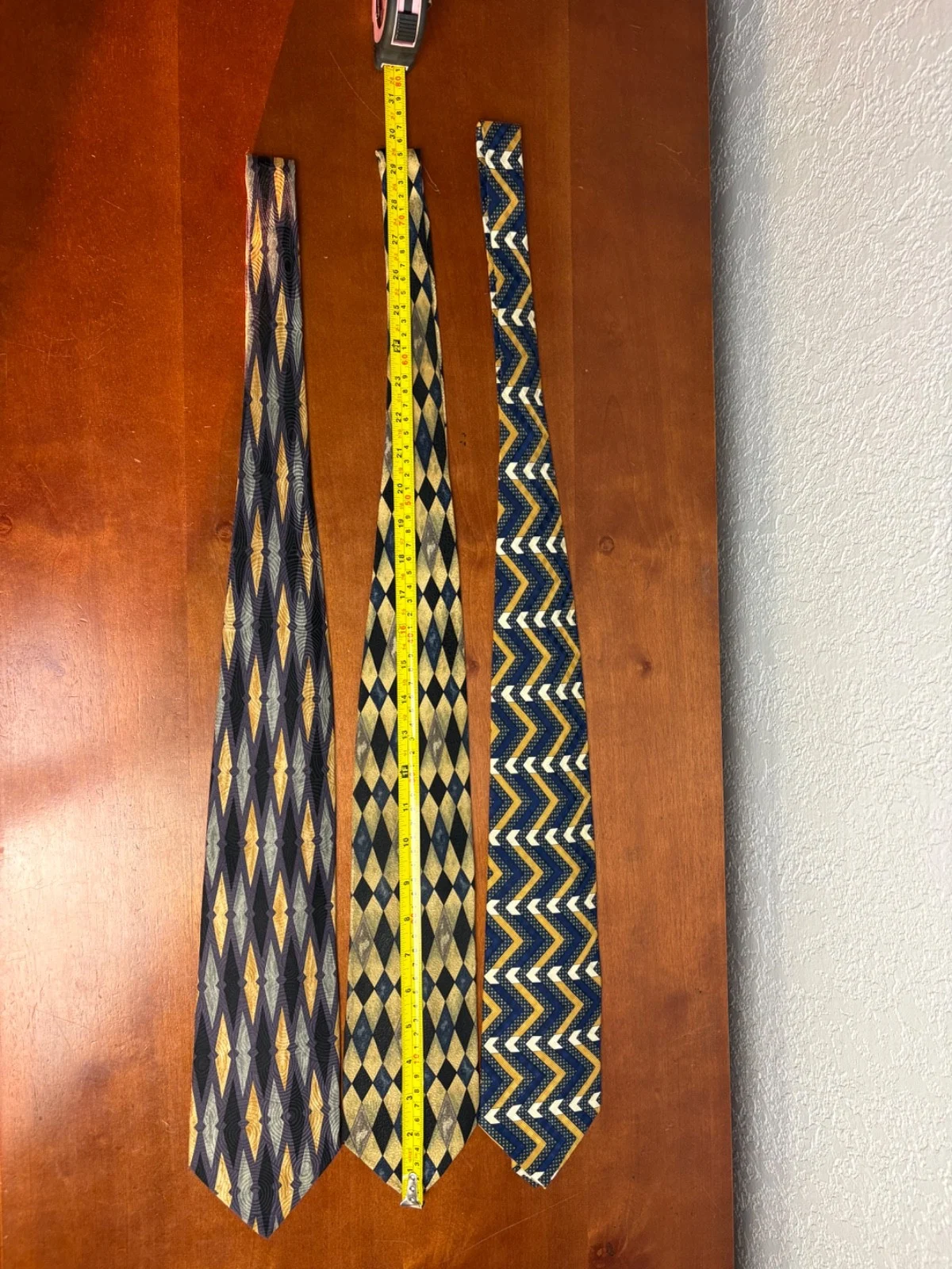 Lot of 3 Zoni Inc. Men's Silk Ties Geometric Chevron Harlequin Retro Prints – photo 6