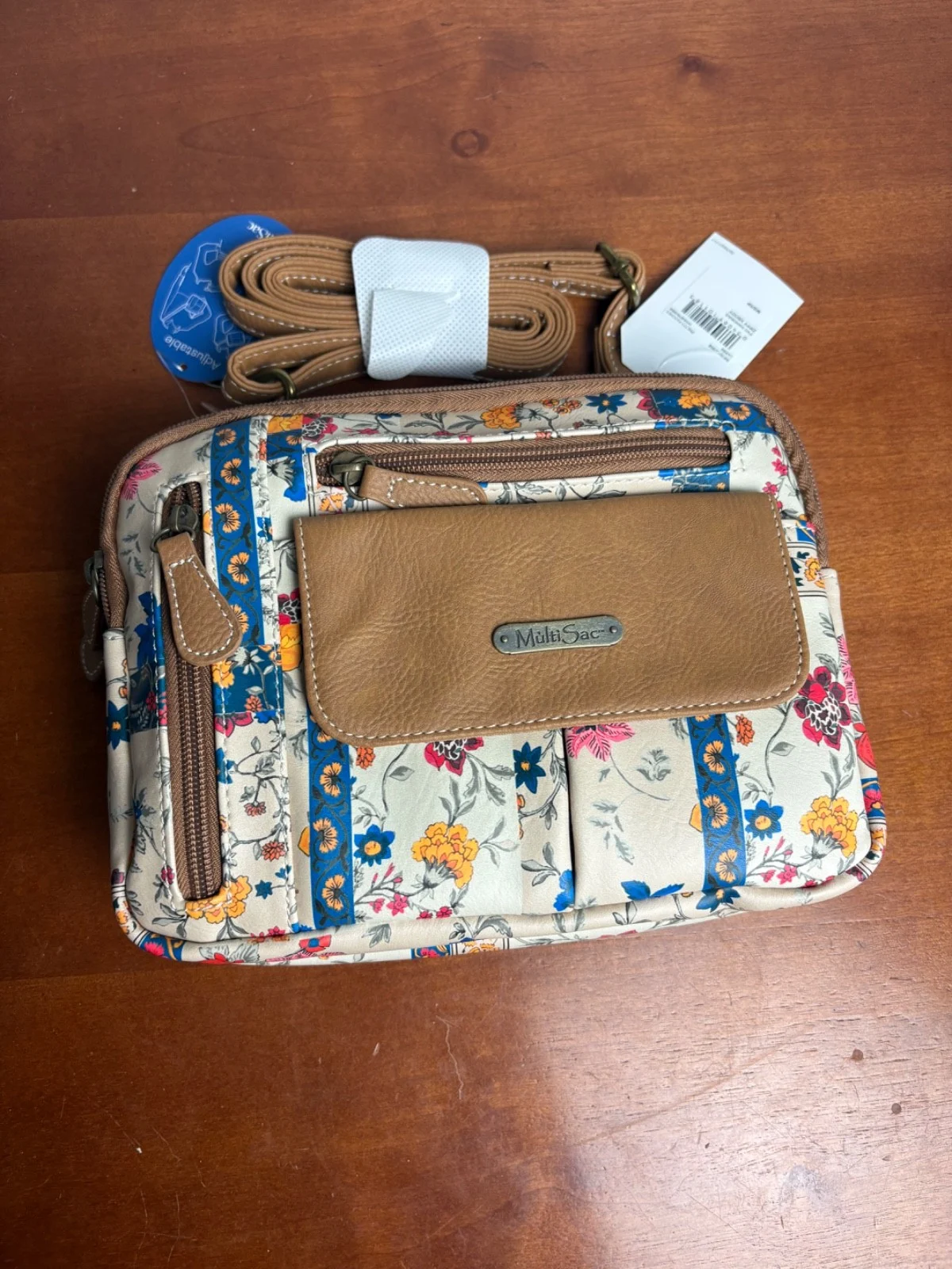 MultiSac Floral Patchwork Crossbody Bag Convertible Shoulder Sling Hip Purse NWT