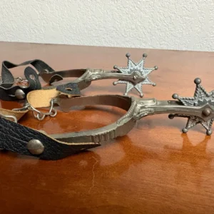 Vintage Toy Cowboy Spurs Cast Metal Longhorn Steer Head Hubley Style Play