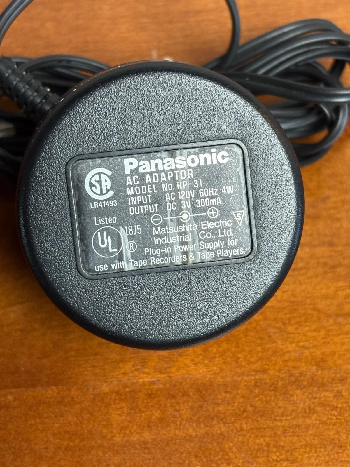Panasonic RP-31 AC Adaptor Power Supply 3V 300mA Tape Recorder Player – photo 2