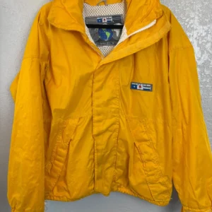 Vintage Omega Sailing Jacket Men's Large Yellow Hooded Windbreaker Boston USA
