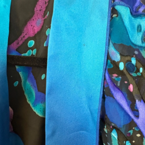 Simply Silk Blue Abstract Print Open Front Kimono Jacket Mixed Fabric Stain – photo 2