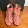 Vince Camuto Eliana Coral Pink Leather Cage Heel Sandals Booties Women's