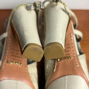 SCHUTZ Cream Woven Leather Platform Sandals Peep Toe Heels – photo 14