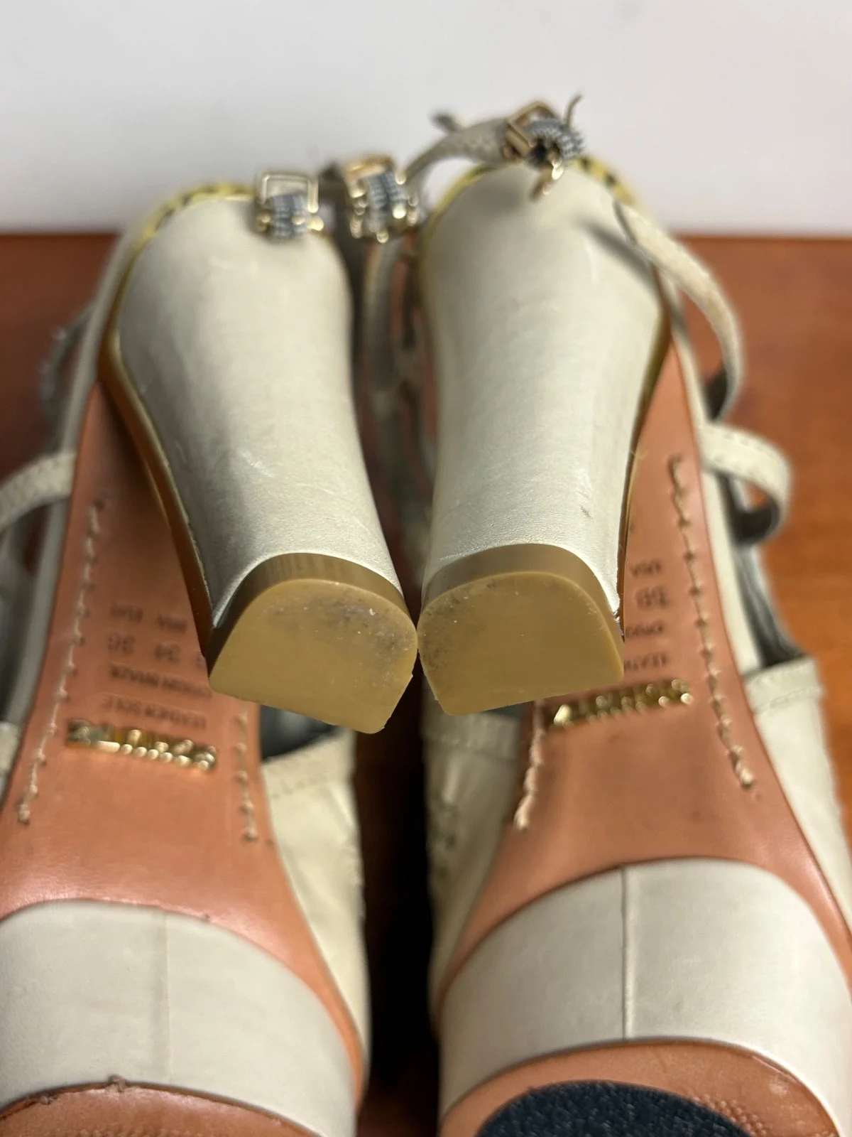 SCHUTZ Cream Woven Leather Platform Sandals Peep Toe Heels – photo 14