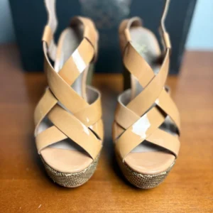 Vince Camuto VC-HATTIE Bellini Patent Strappy Platform Wedge Sandals Size 4.5M