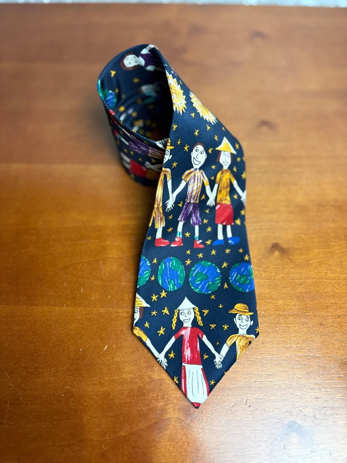 Save The Children Silk Tie Vintage Renee Age 9 Our Planet Our People