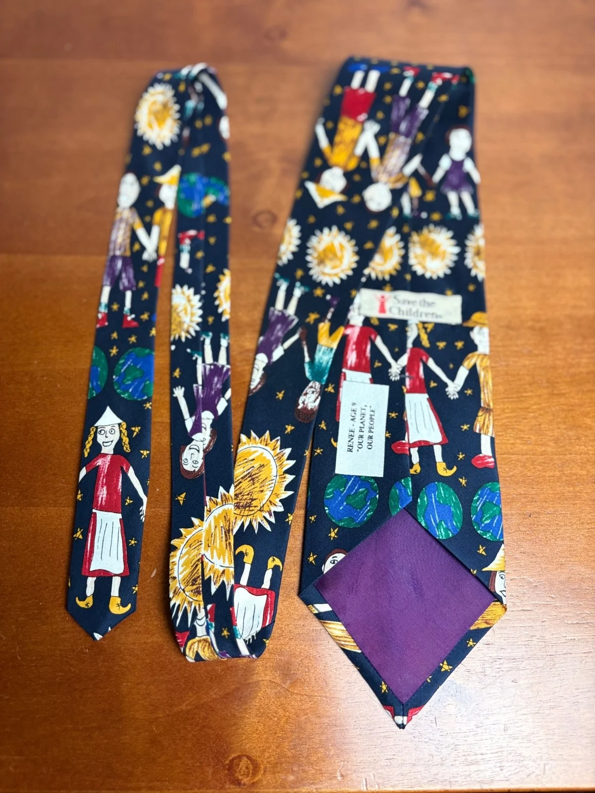 Save The Children Silk Tie Vintage Renee Age 9 Our Planet Our People – photo 5