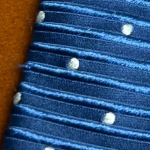 Façonnable Men's Silk Necktie Blue Ribbed Horizontal Stripes White Polka Dot – photo 4