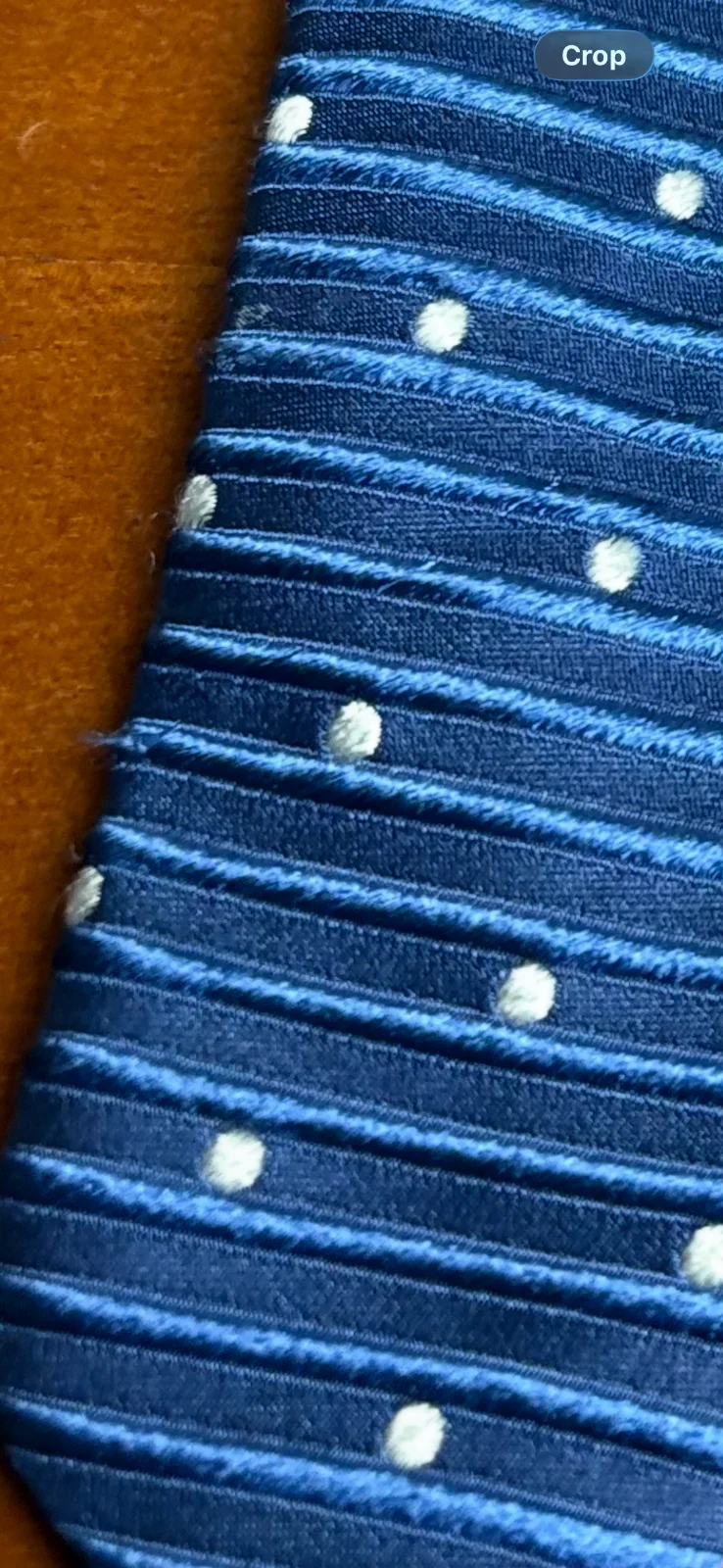 Façonnable Men's Silk Necktie Blue Ribbed Horizontal Stripes White Polka Dot – photo 4
