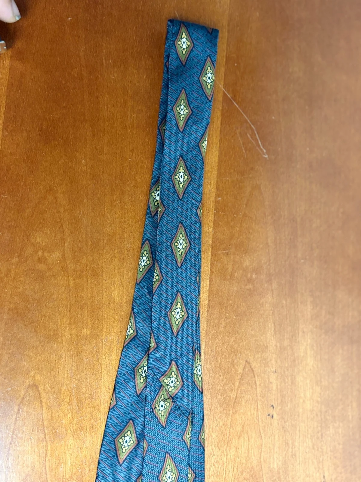 Joseph Abboud 100% Silk Tie Blue Green Medallion Geometric – photo 11