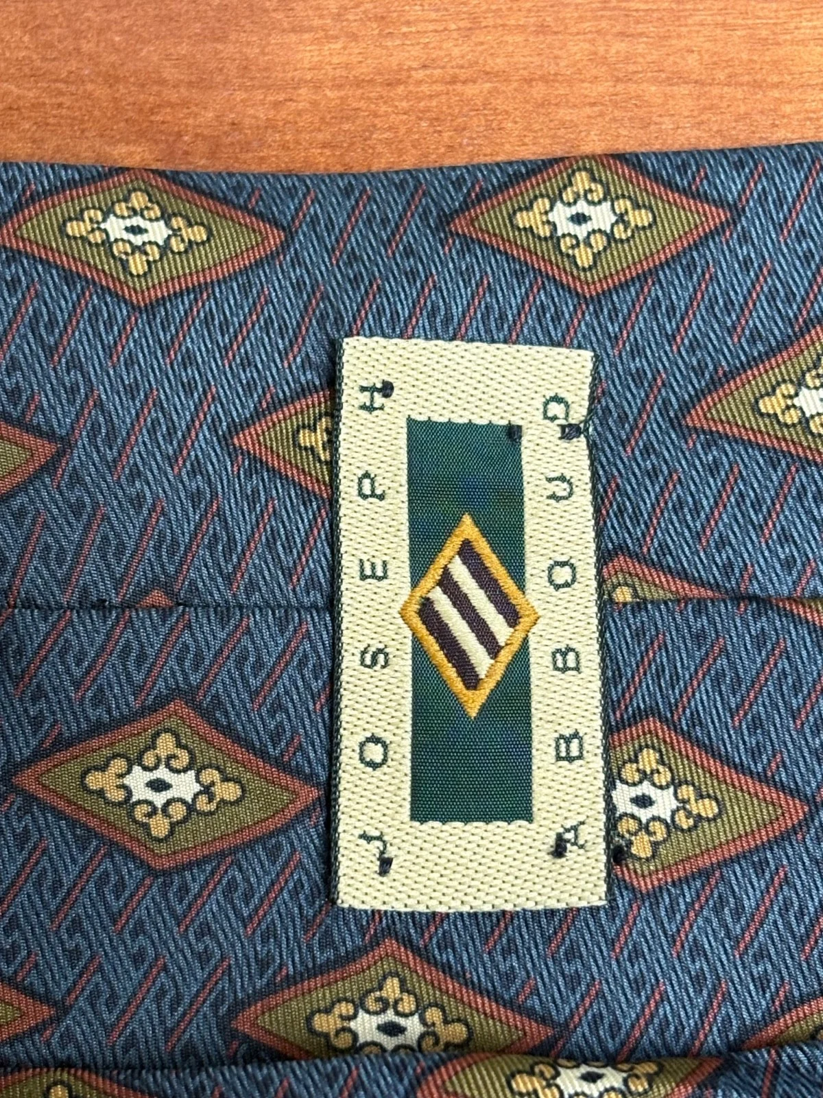 Joseph Abboud 100% Silk Tie Blue Green Medallion Geometric – photo 13