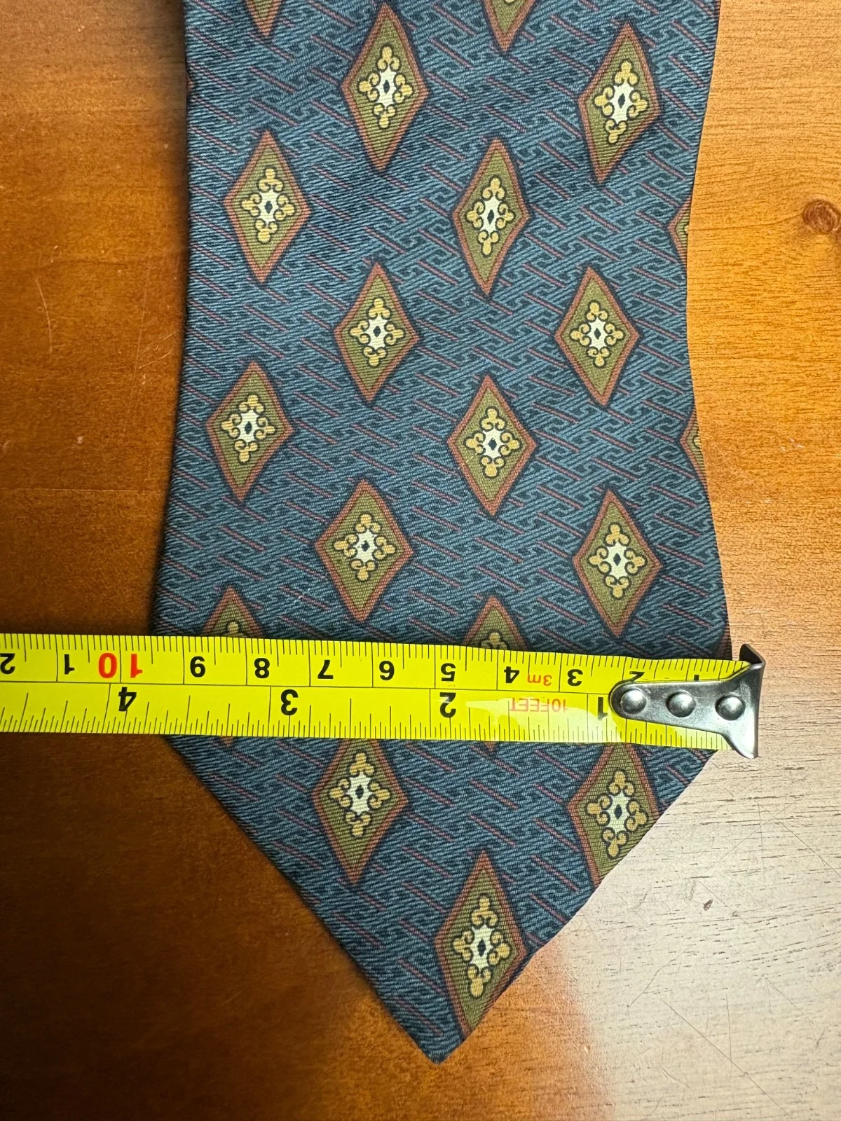 Joseph Abboud 100% Silk Tie Blue Green Medallion Geometric – photo 2