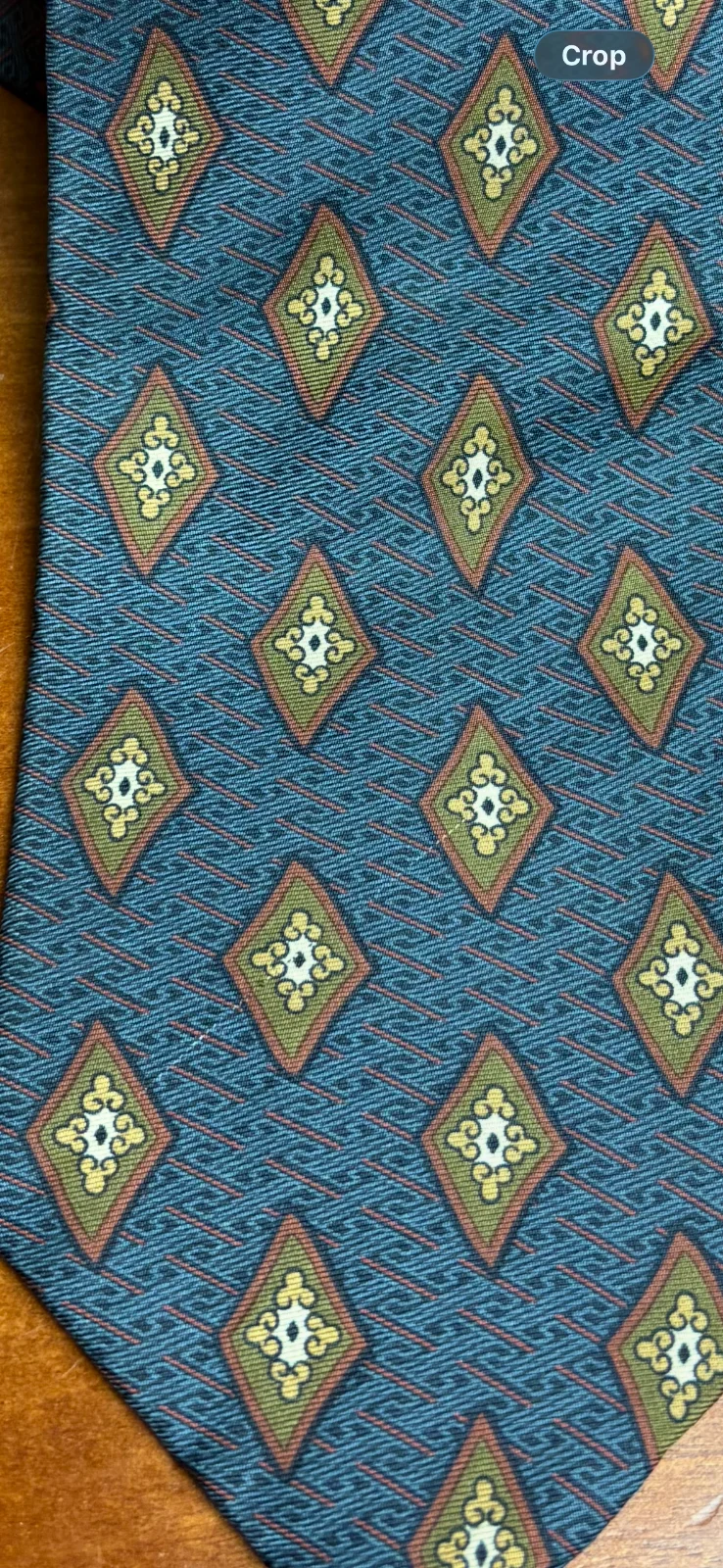 Joseph Abboud 100% Silk Tie Blue Green Medallion Geometric – photo 3
