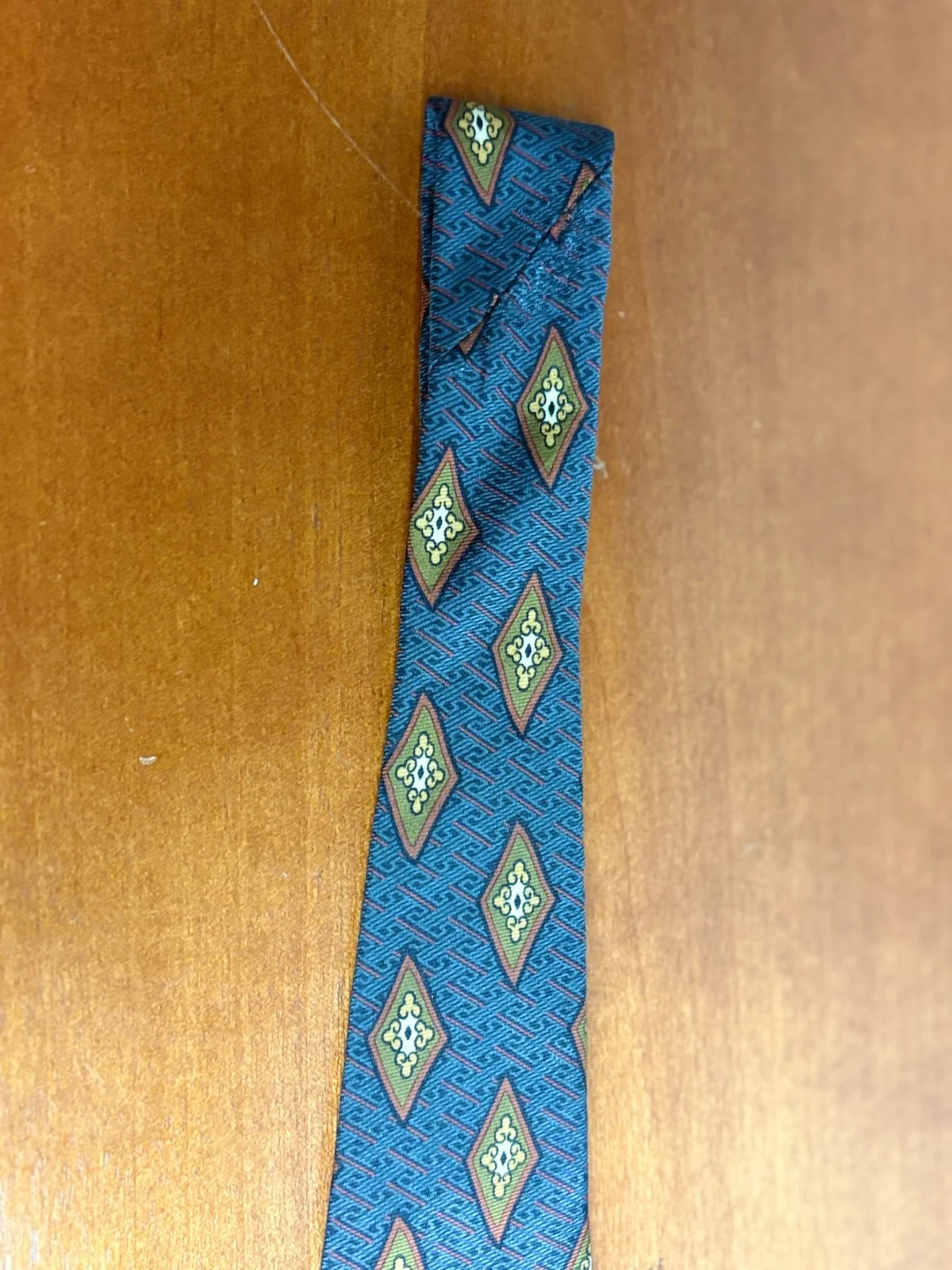 Joseph Abboud 100% Silk Tie Blue Green Medallion Geometric – photo 6