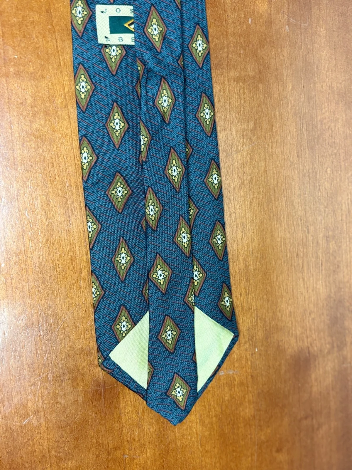 Joseph Abboud 100% Silk Tie Blue Green Medallion Geometric – photo 9