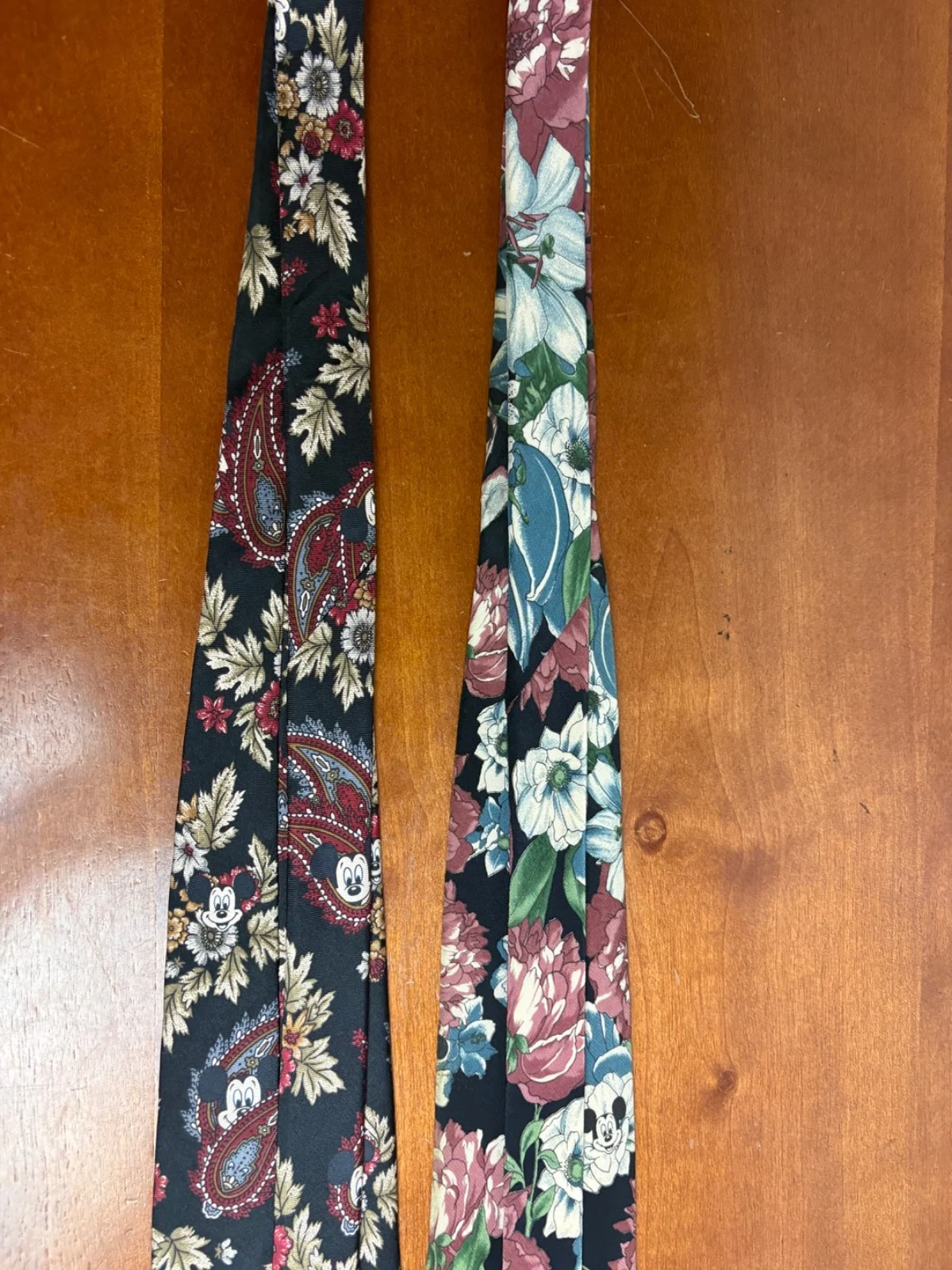 Lot of 2 Vintage Disney Mickey Mouse Silk Neckties Floral Paisley Black – photo 10