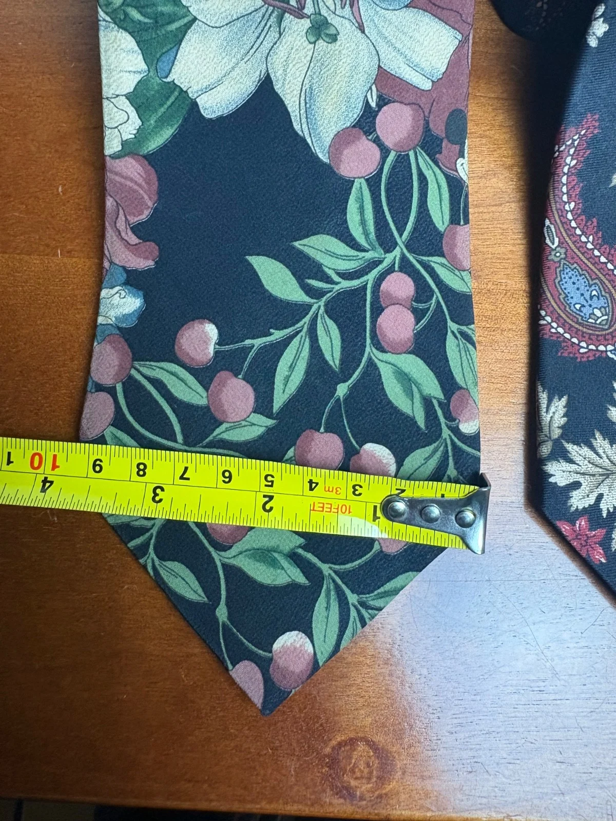 Lot of 2 Vintage Disney Mickey Mouse Silk Neckties Floral Paisley Black – photo 2