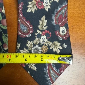 Lot of 2 Vintage Disney Mickey Mouse Silk Neckties Floral Paisley Black – photo 3