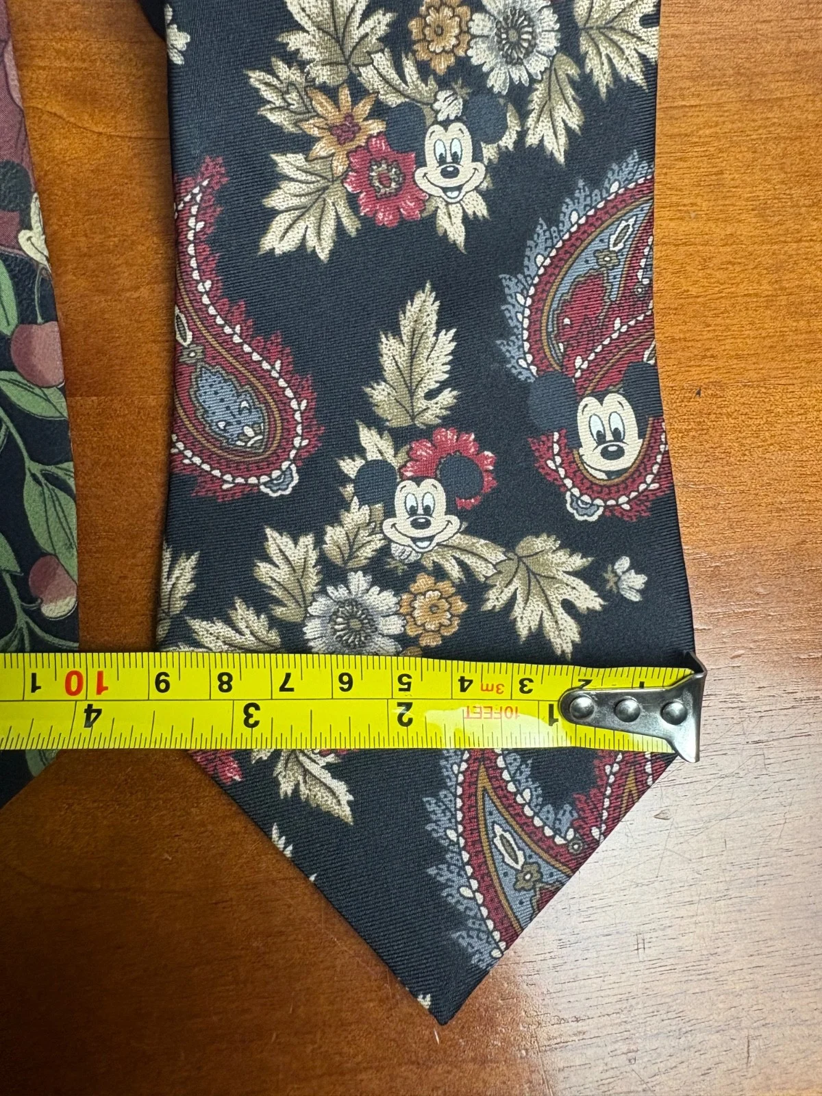 Lot of 2 Vintage Disney Mickey Mouse Silk Neckties Floral Paisley Black – photo 3