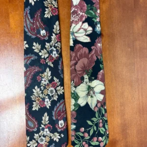 Lot of 2 Vintage Disney Mickey Mouse Silk Neckties Floral Paisley Black – photo 4