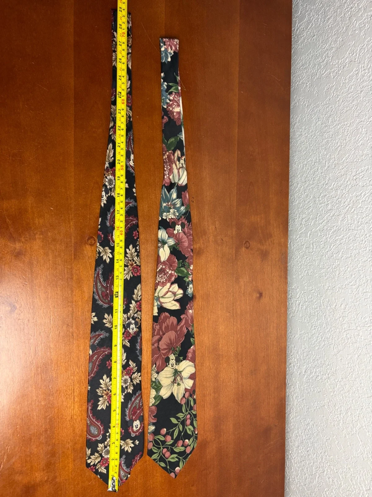 Lot of 2 Vintage Disney Mickey Mouse Silk Neckties Floral Paisley Black – photo 6