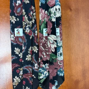 Lot of 2 Vintage Disney Mickey Mouse Silk Neckties Floral Paisley Black – photo 9