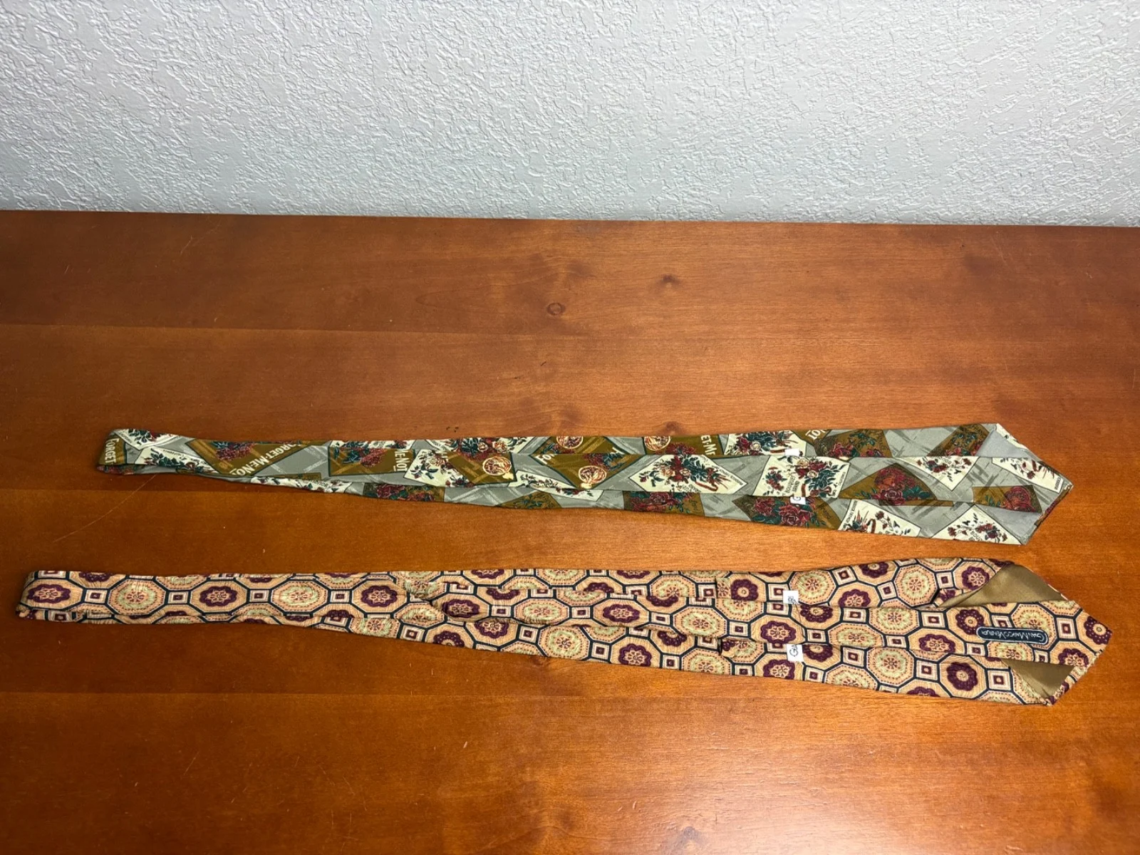 Lot of 2 Gian Marco Venturi Silk Ties Vintage Floral Geometric Made in Italy – photo 8
