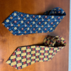 Lot of 2 Addison on Madison Handmade Silk Neckties Floral Checks Blue Yellow