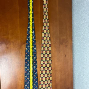 Lot of 2 Addison on Madison Handmade Silk Neckties Floral Checks Blue Yellow – photo 10