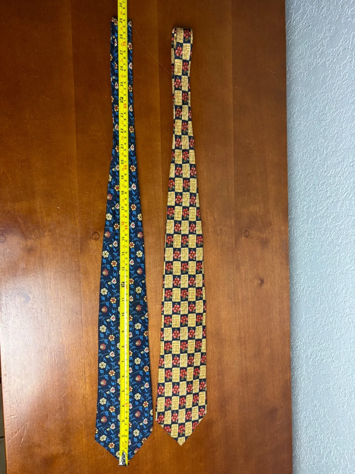 Lot of 2 Addison on Madison Handmade Silk Neckties Floral Checks Blue Yellow – photo 10