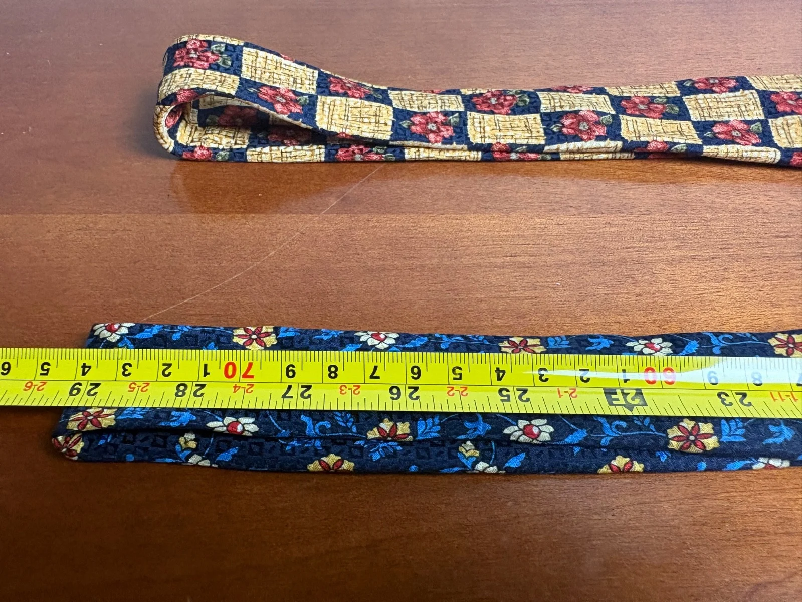 Lot of 2 Addison on Madison Handmade Silk Neckties Floral Checks Blue Yellow – photo 11