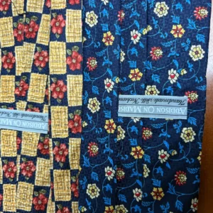 Lot of 2 Addison on Madison Handmade Silk Neckties Floral Checks Blue Yellow – photo 14