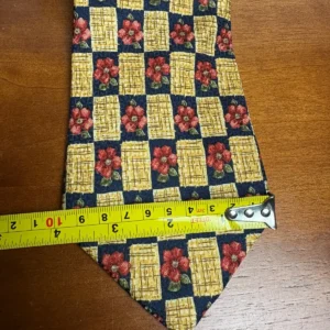 Lot of 2 Addison on Madison Handmade Silk Neckties Floral Checks Blue Yellow – photo 5