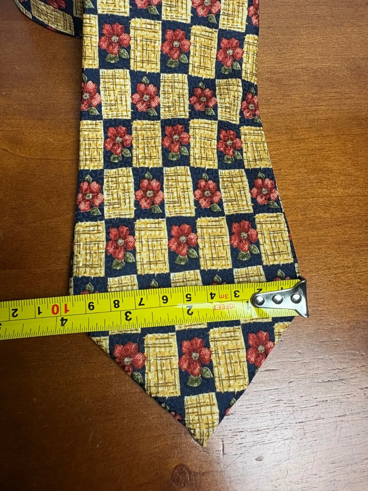 Lot of 2 Addison on Madison Handmade Silk Neckties Floral Checks Blue Yellow – photo 5